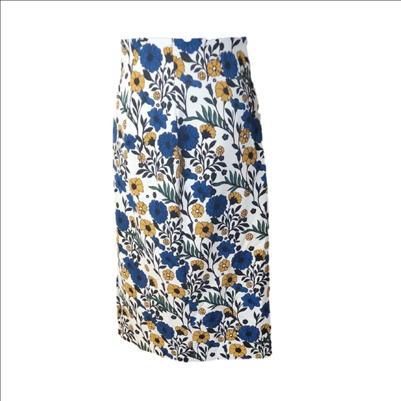 Zara Dresses & Skirts - Zara Blue and Yellow Floral Pencil Skirt, Size Medium